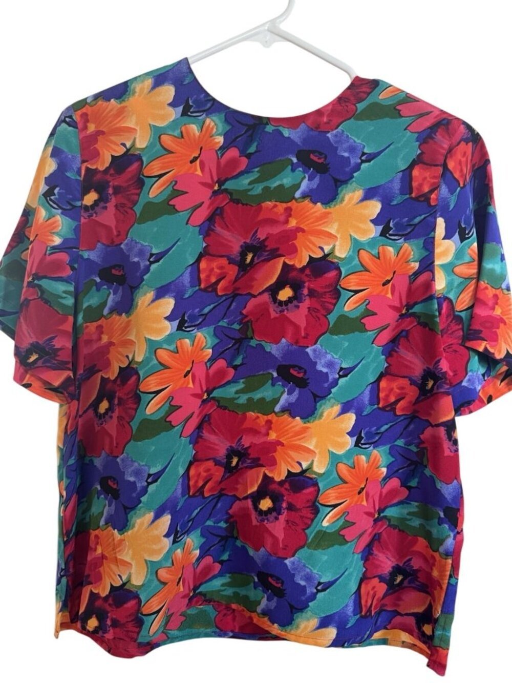 Vintage Diversity Petite 100% Silk Vintage Floral Blouse Top Size Medium